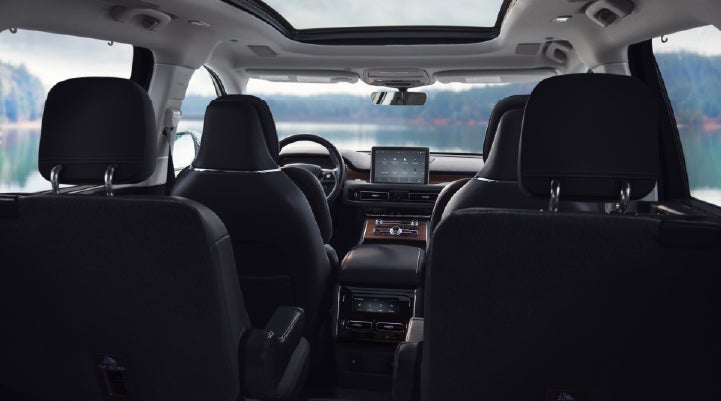 The interior of a 2024 Lincoln Aviator® SUV from behind the second row | McLarty Daniel Lincoln in Bentonville AR
