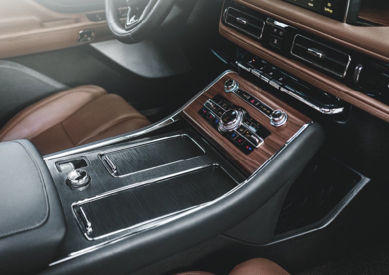 The front center console of a 2024 Lincoln Aviator® SUV is shown | McLarty Daniel Lincoln in Bentonville AR