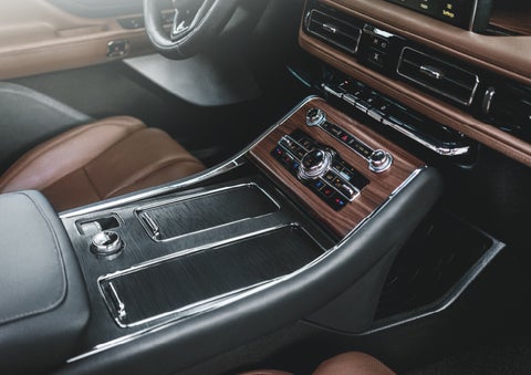 The front center console of a 2024 Lincoln Aviator® SUV is shown | McLarty Daniel Lincoln in Bentonville AR