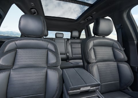 The spacious second row and available panoramic Vista Roof® is shown. | McLarty Daniel Lincoln in Bentonville AR