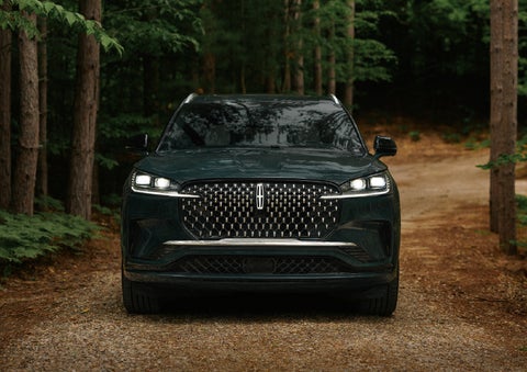 The front grille of a 2027 Lincoln Aviator® Black Label™ SUV is shown. | McLarty Daniel Lincoln in Bentonville AR