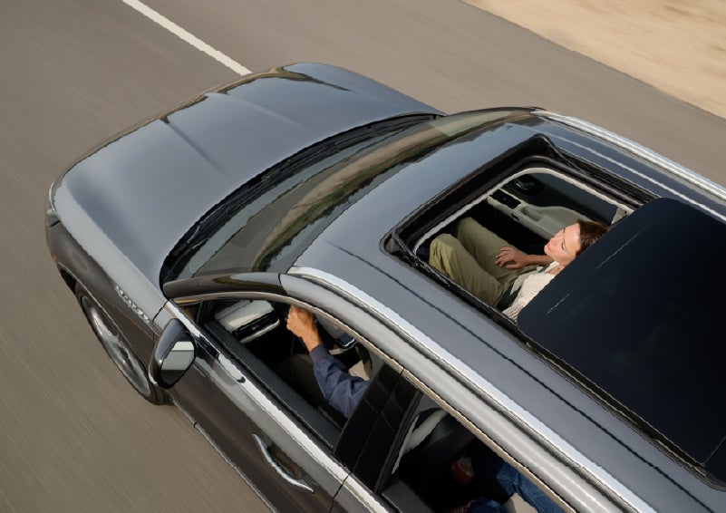 The available panoramic Vista Roof® of a 2027 Lincoln Aviator® SUV is open. | McLarty Daniel Lincoln in Bentonville AR
