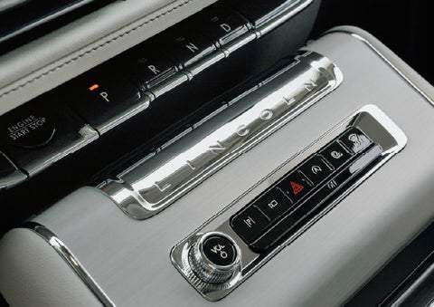 The piano key gear selector of a 2027 Lincoln Aviator® Back Label™ SUV. | McLarty Daniel Lincoln in Bentonville AR